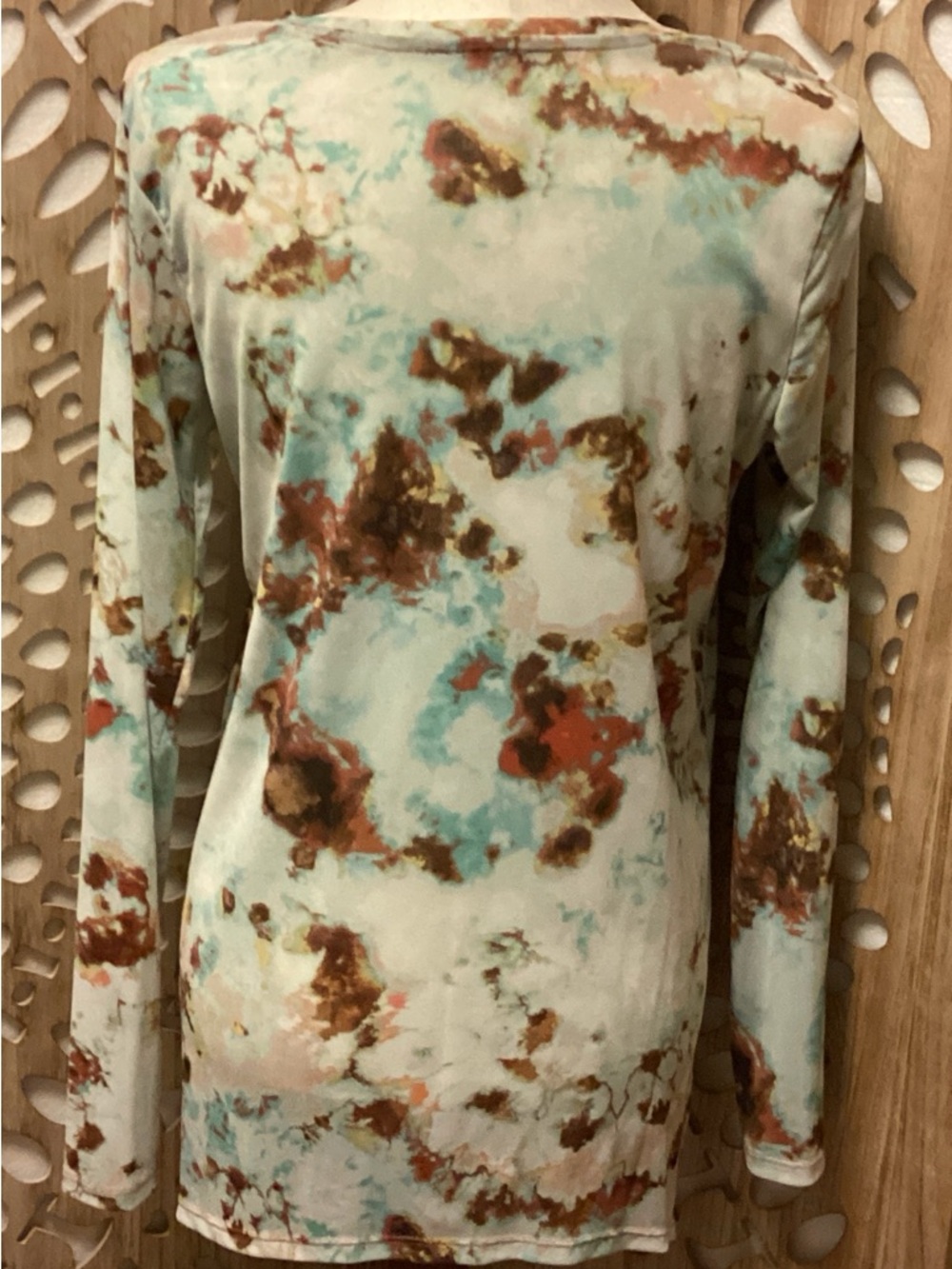 LOGO Mesh(Semi-sheer)Aqua, Teal & Earth-Tones,Tie-dye Print.By Lori Goldstein. - Picture 3 of 6